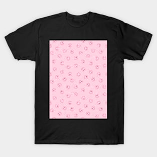 Smiley Face Pattern, Pink T-Shirt